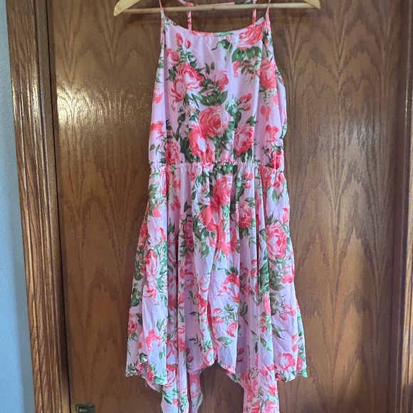 Place Other - Place Pink and Orange Asymmetrical Pleated Sundress